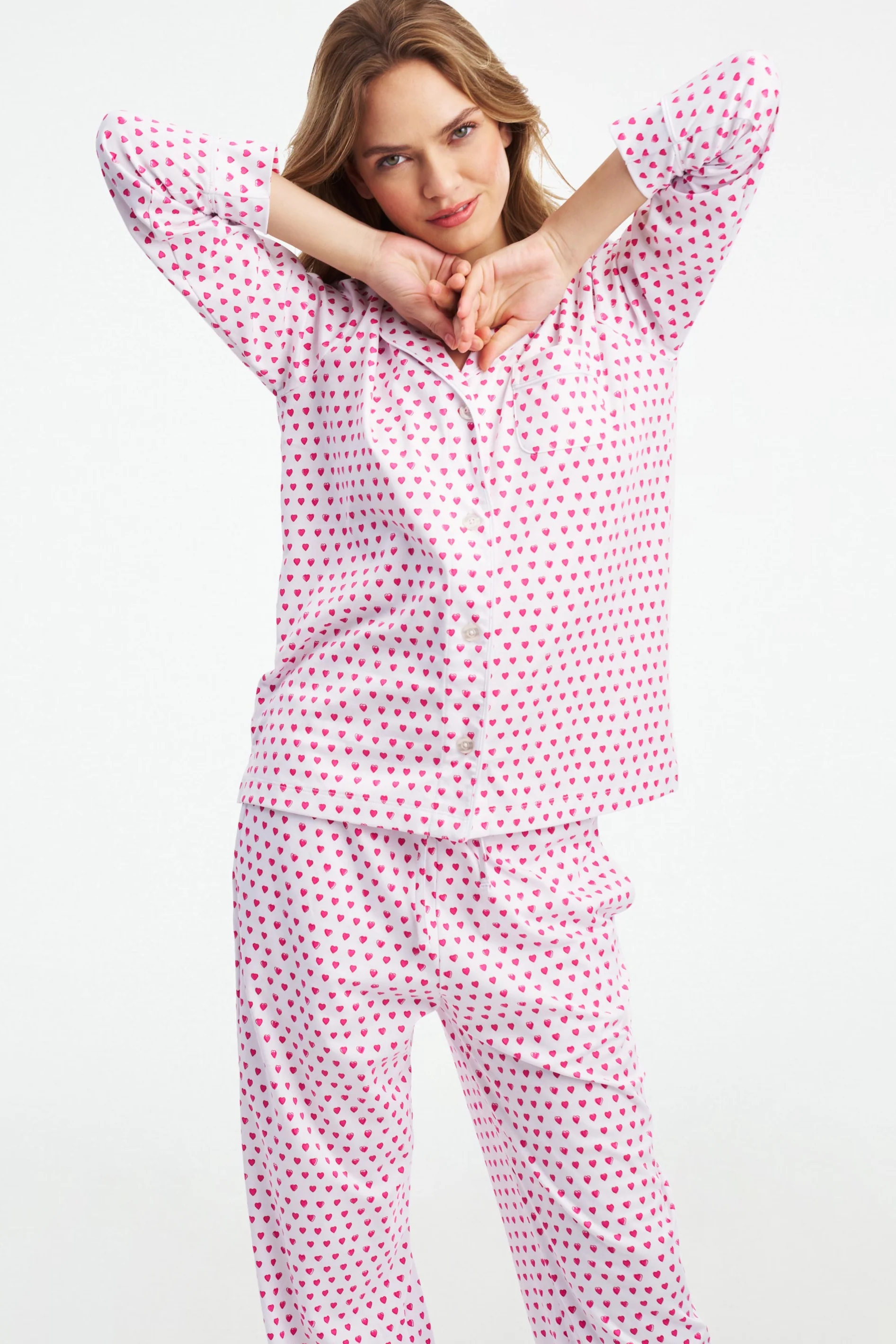 Hearts Long Sleeve Polo Pajamas - Image 3