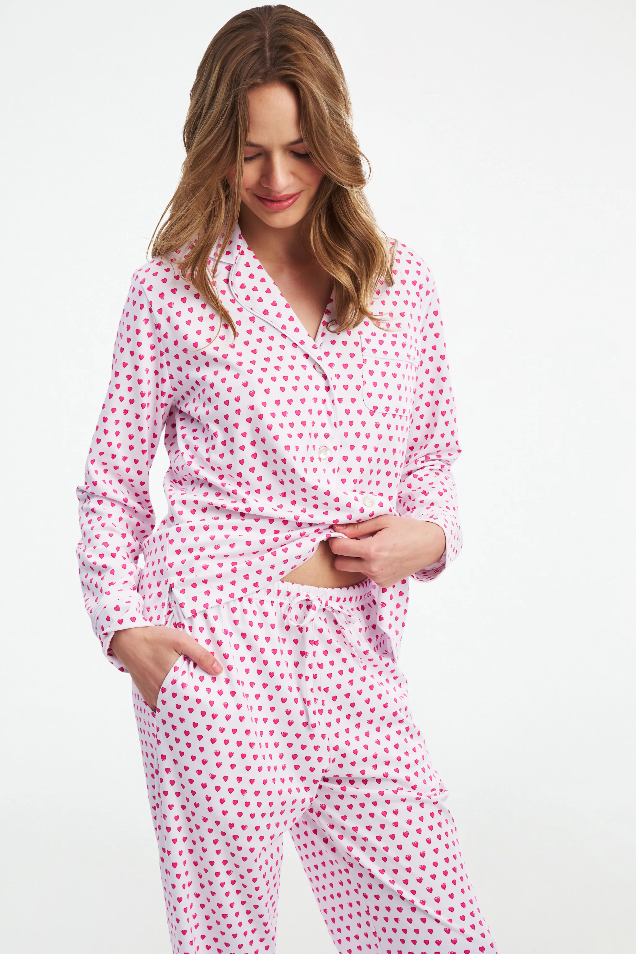 Hearts Long Sleeve Polo Pajamas - Image 4