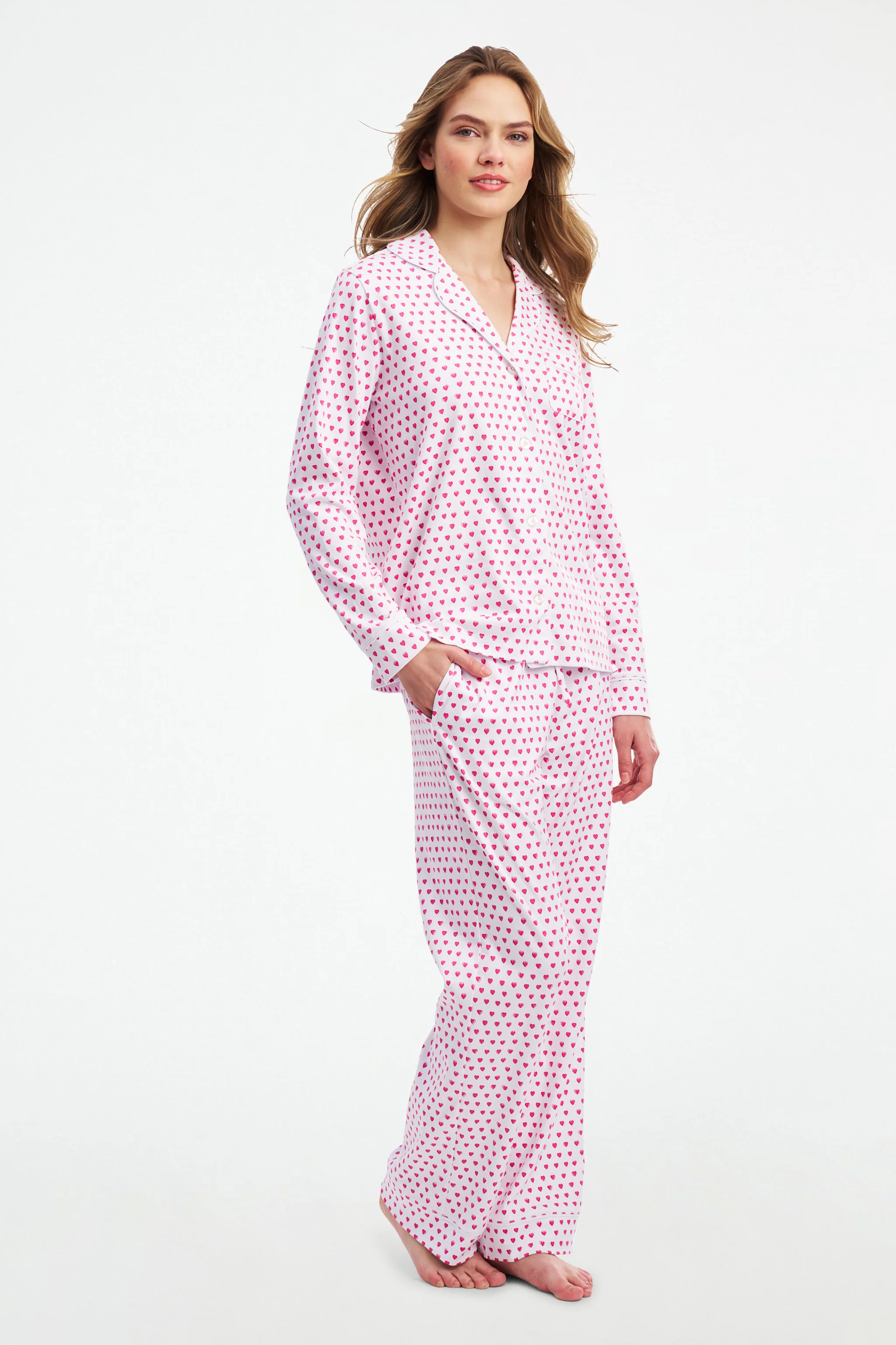 Hearts Long Sleeve Polo Pajamas - Image 5
