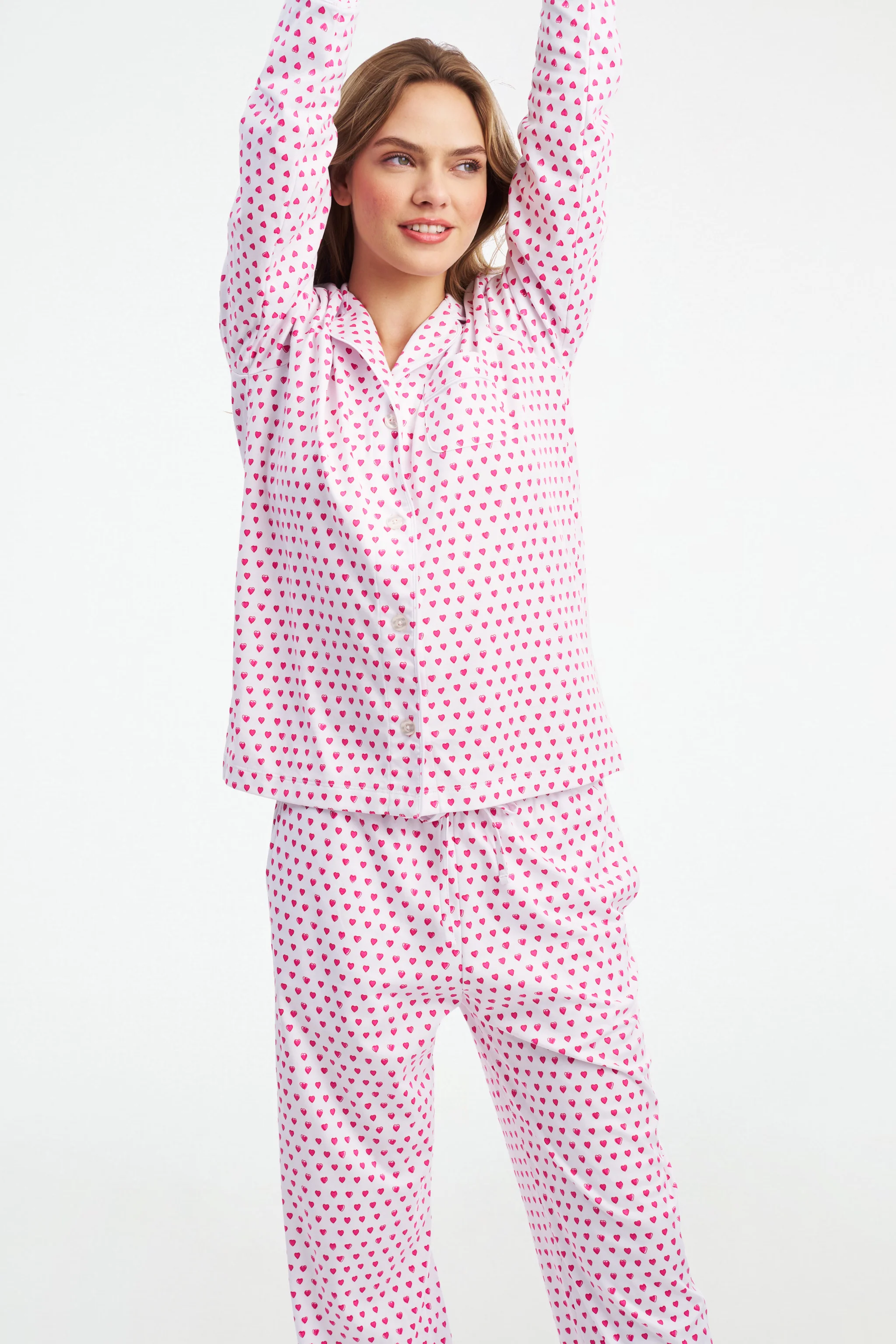 Hearts Long Sleeve Polo Pajamas - Image 8