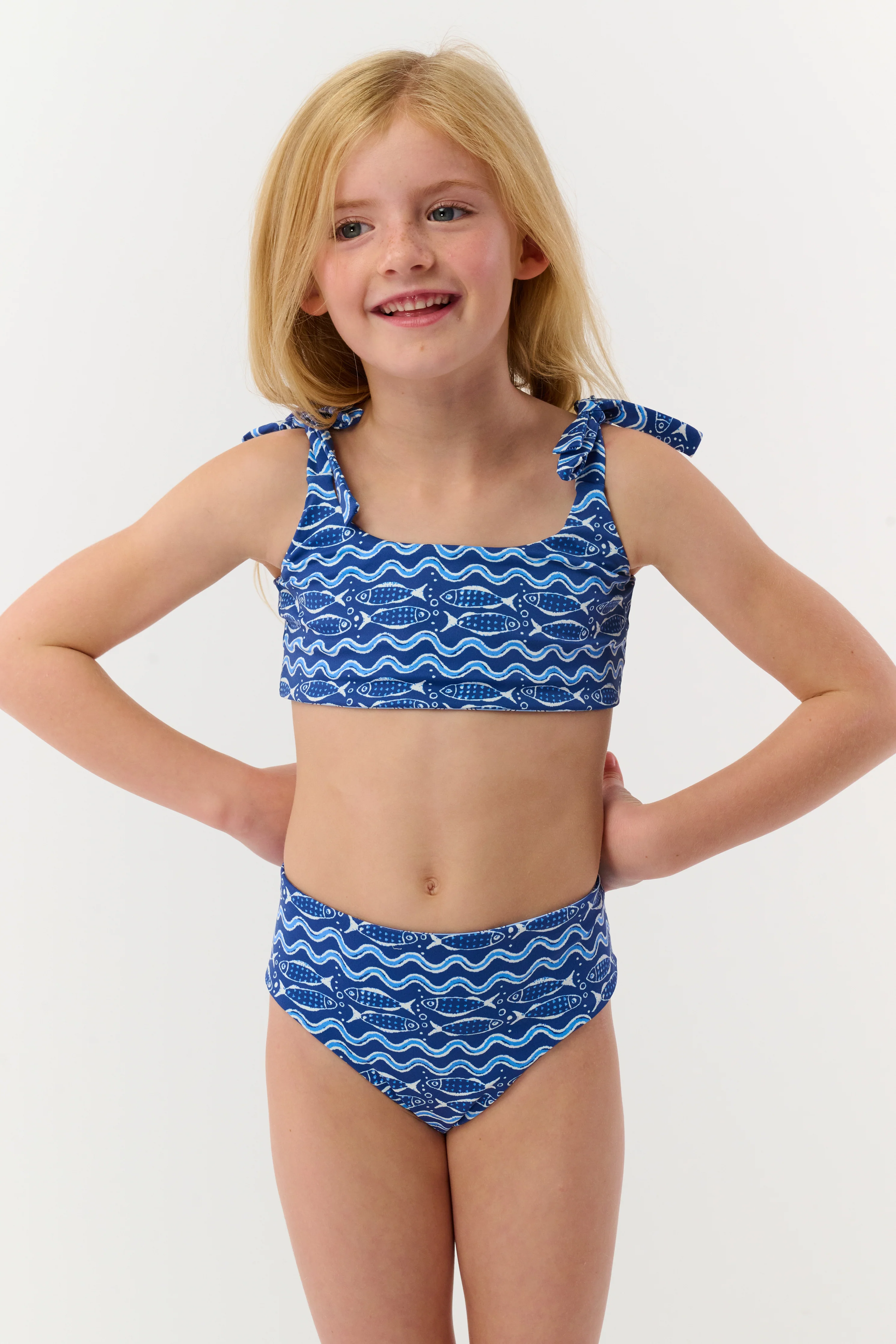 Kids Fish Stripe/Ruban Reversible Cora Bikini - Image 3