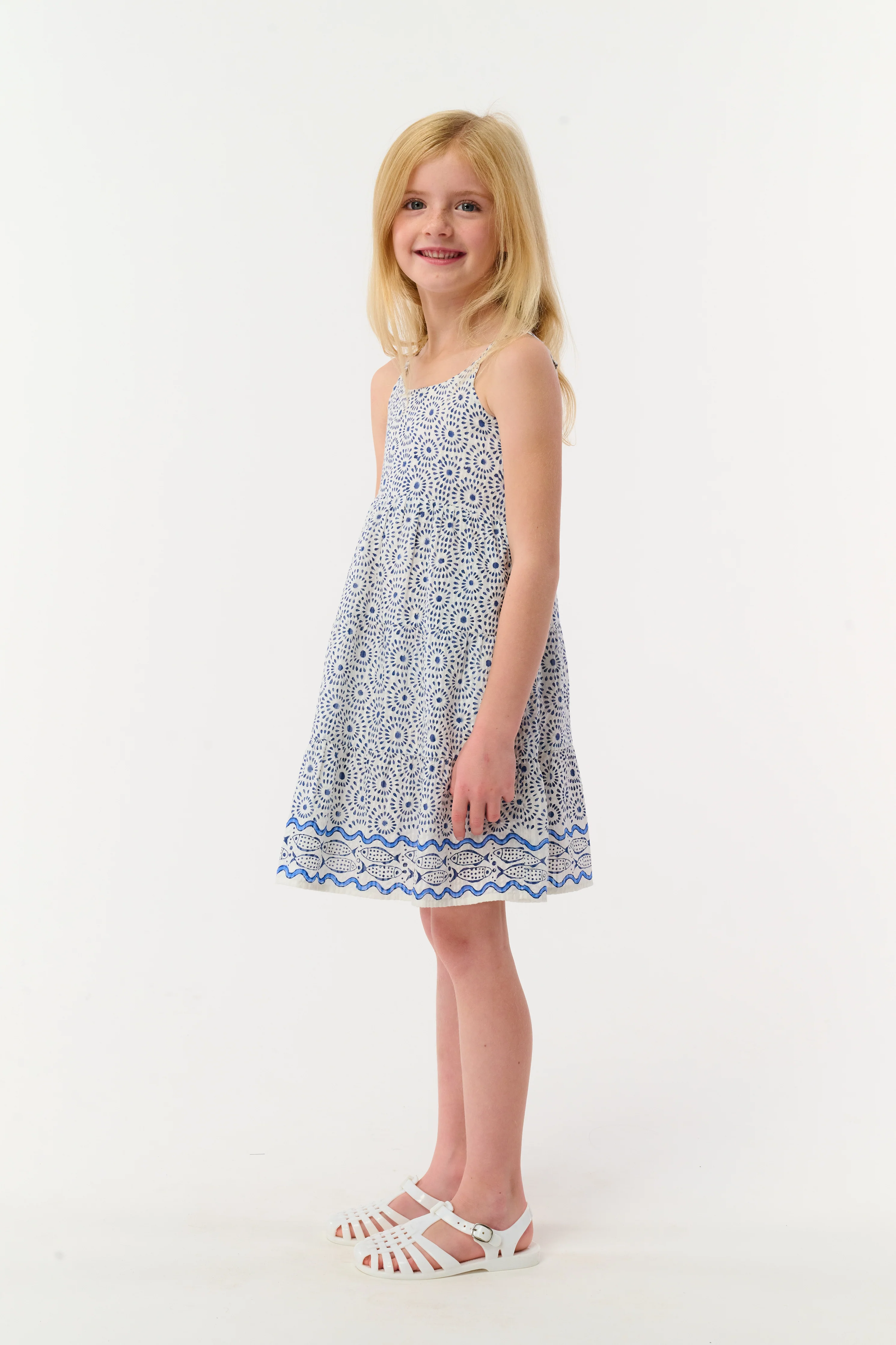 Kids Naolin Fish Border Britt Dress - Image 4