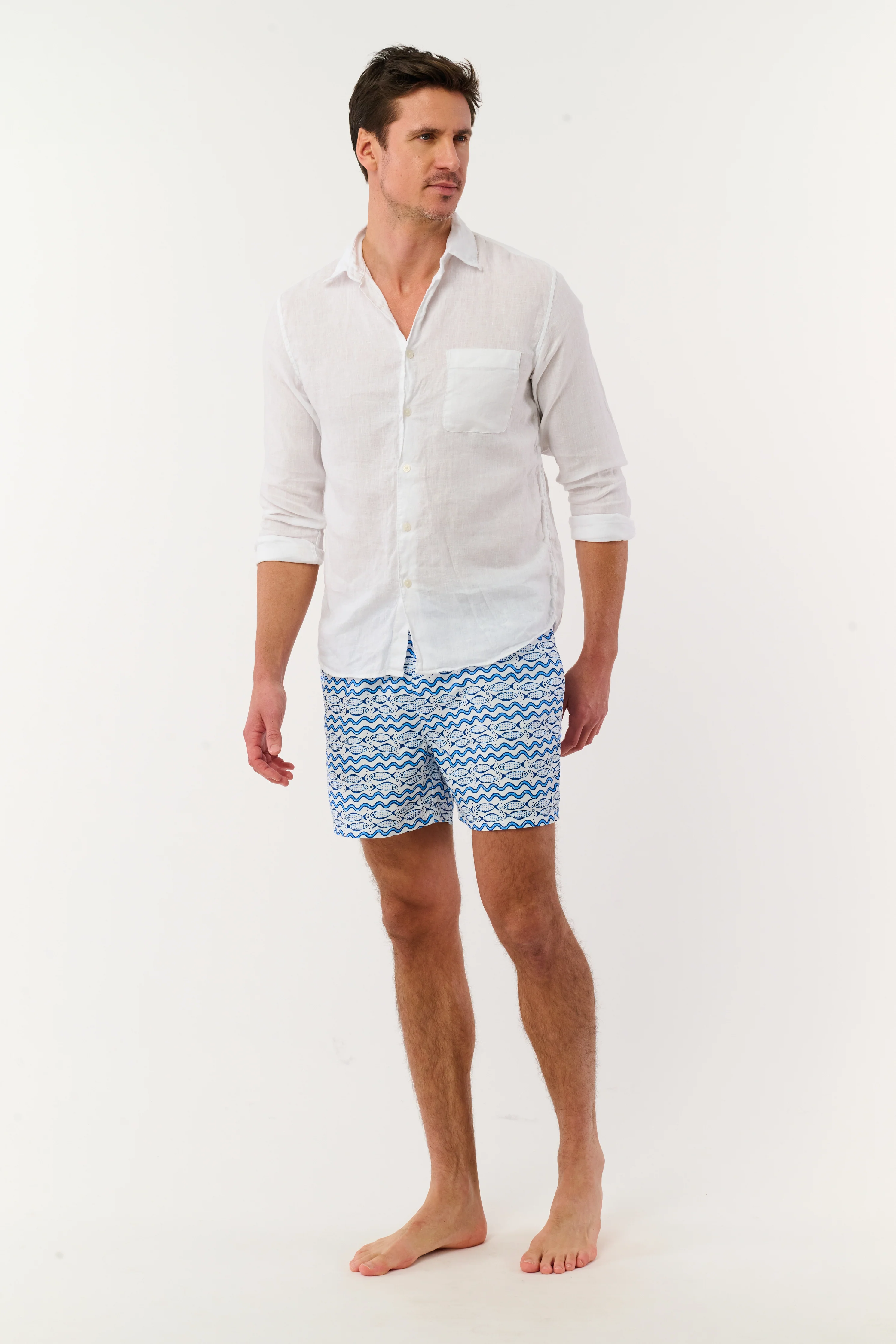 Mens Fish Stripe Swim Trunks - Image 4