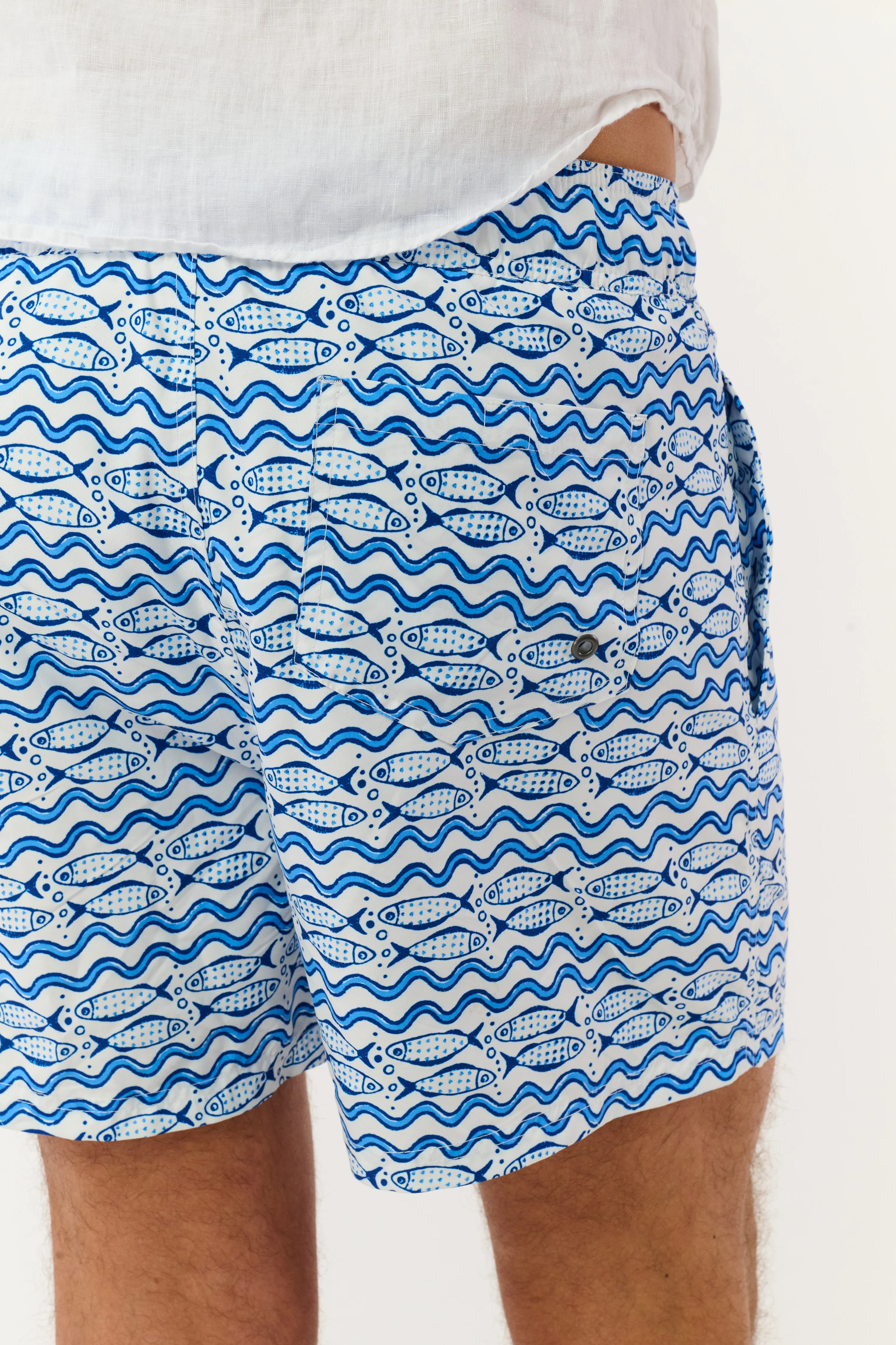Mens Fish Stripe Swim Trunks - Image 6