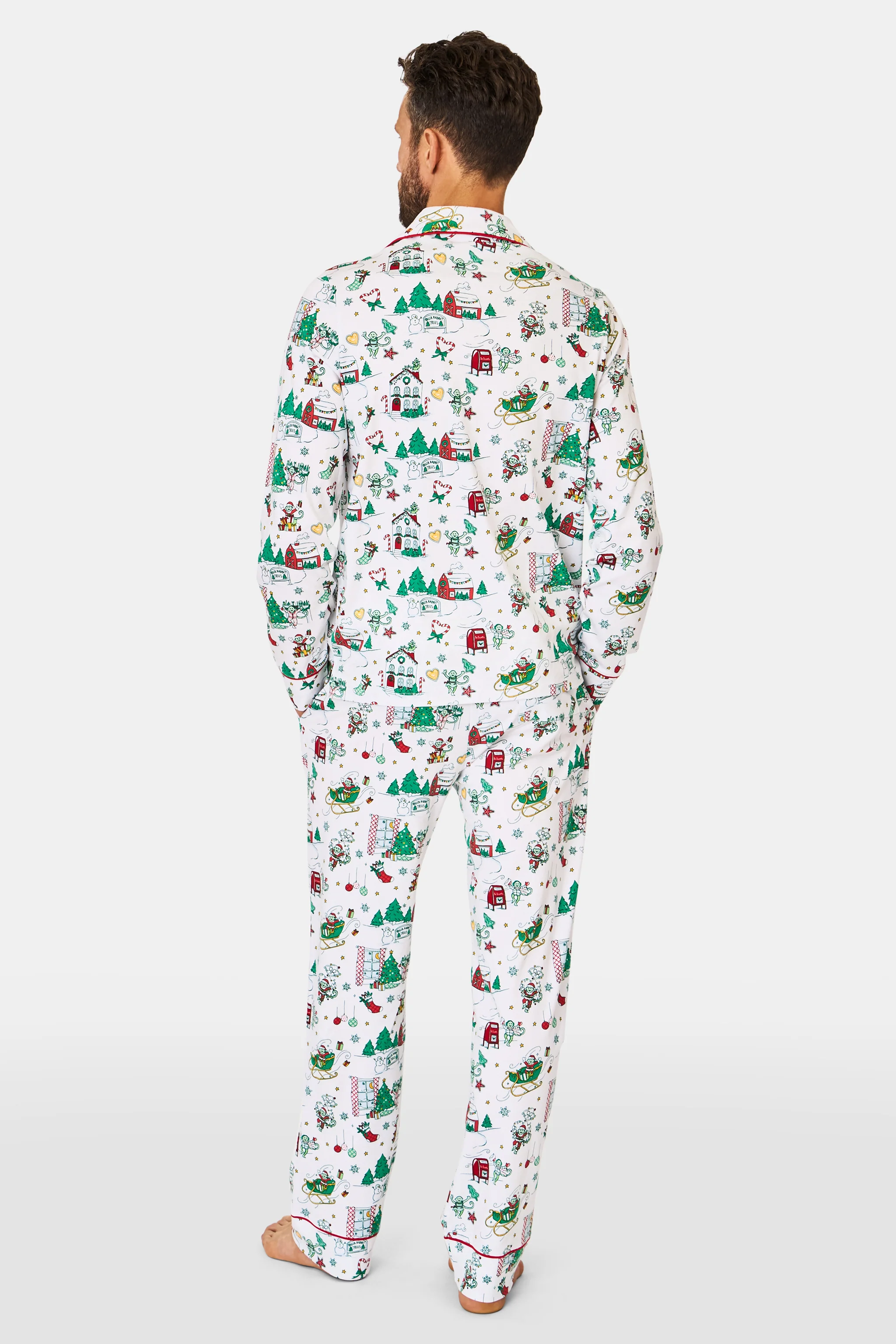 Mens Snow Village Long Sleeve Polo Pajamas - Image 4