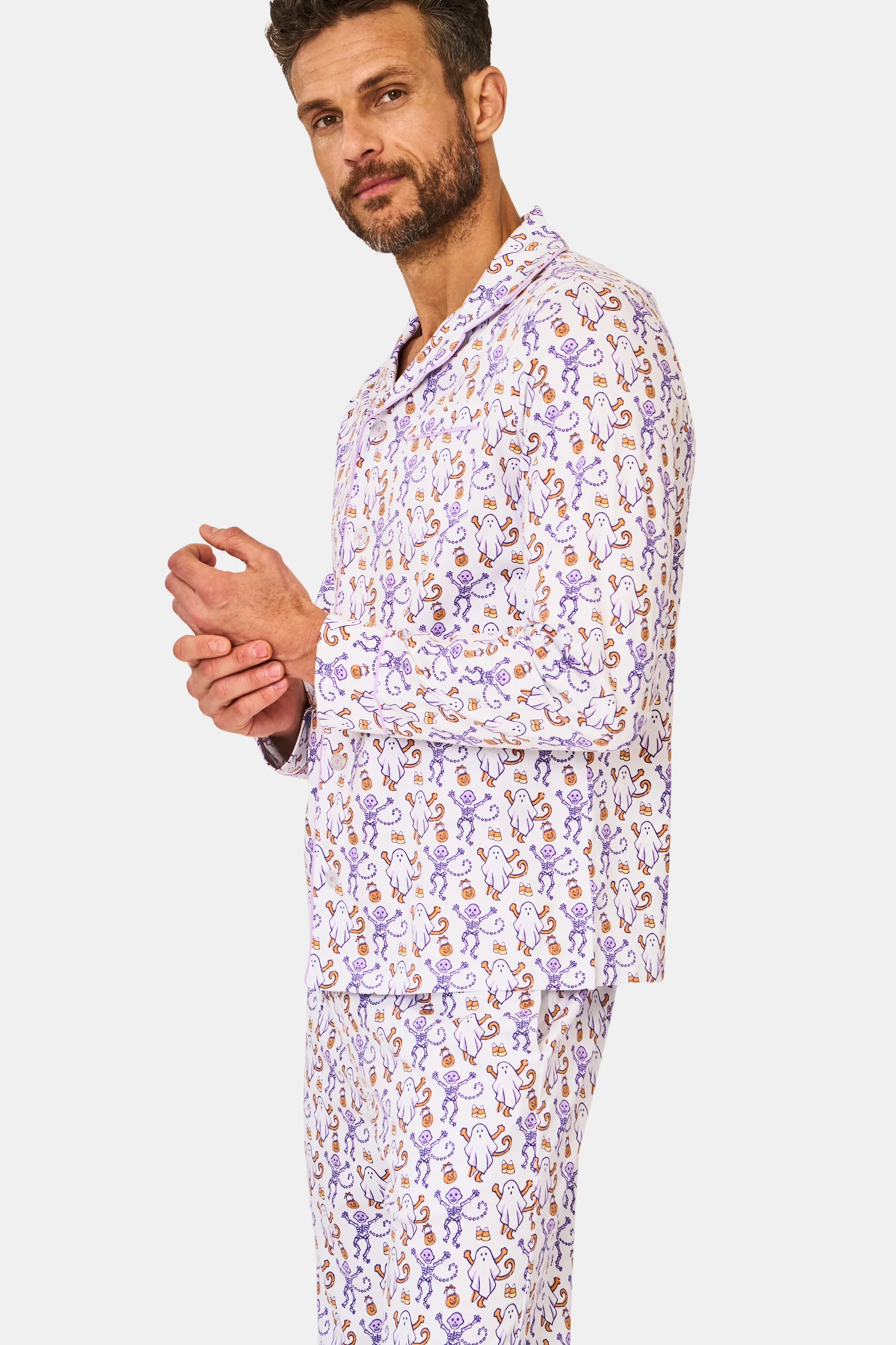 Men's Trick or Treat Long Sleeve Polo Pajamas - Image 4