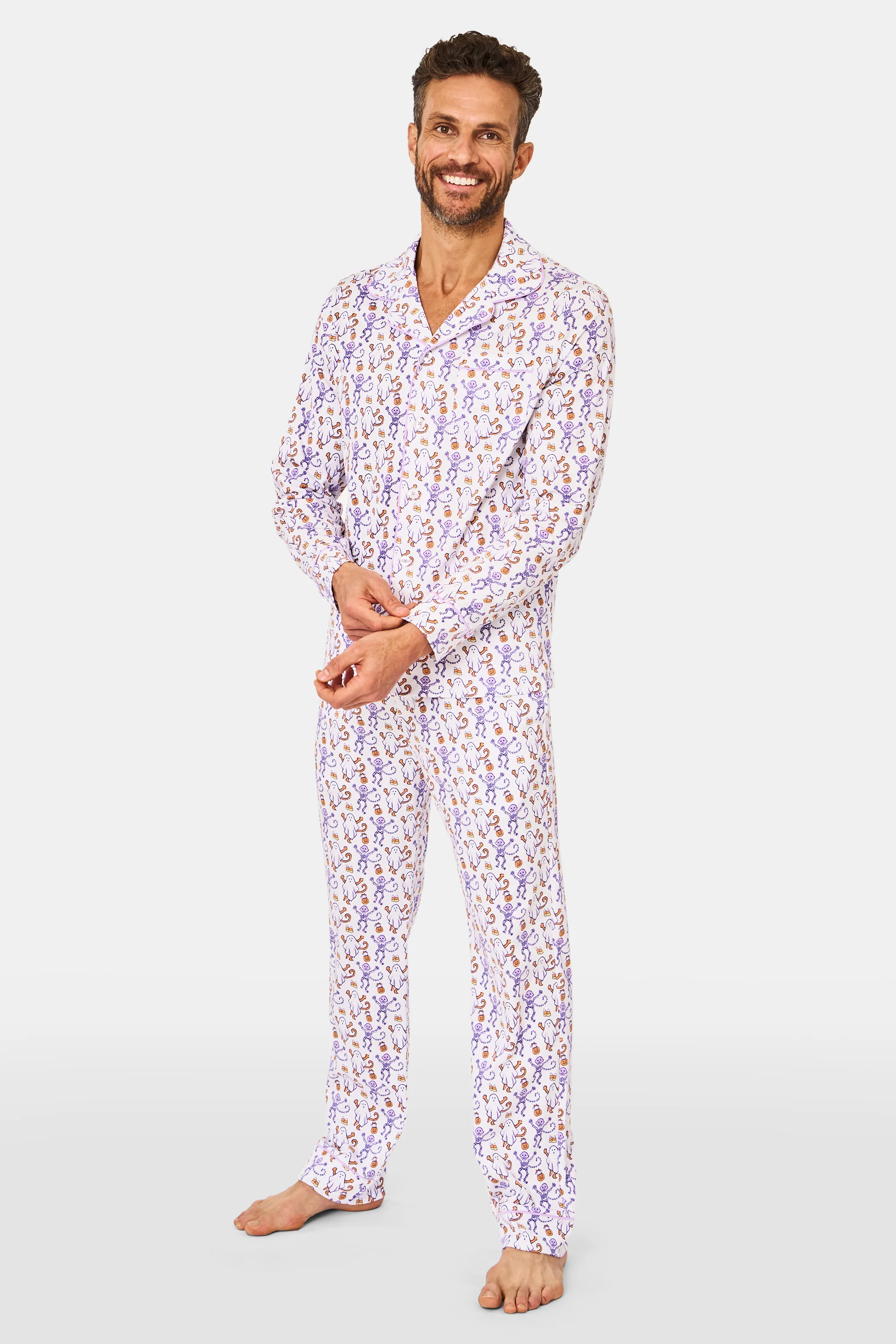 Men's Trick or Treat Long Sleeve Polo Pajamas - Image 5
