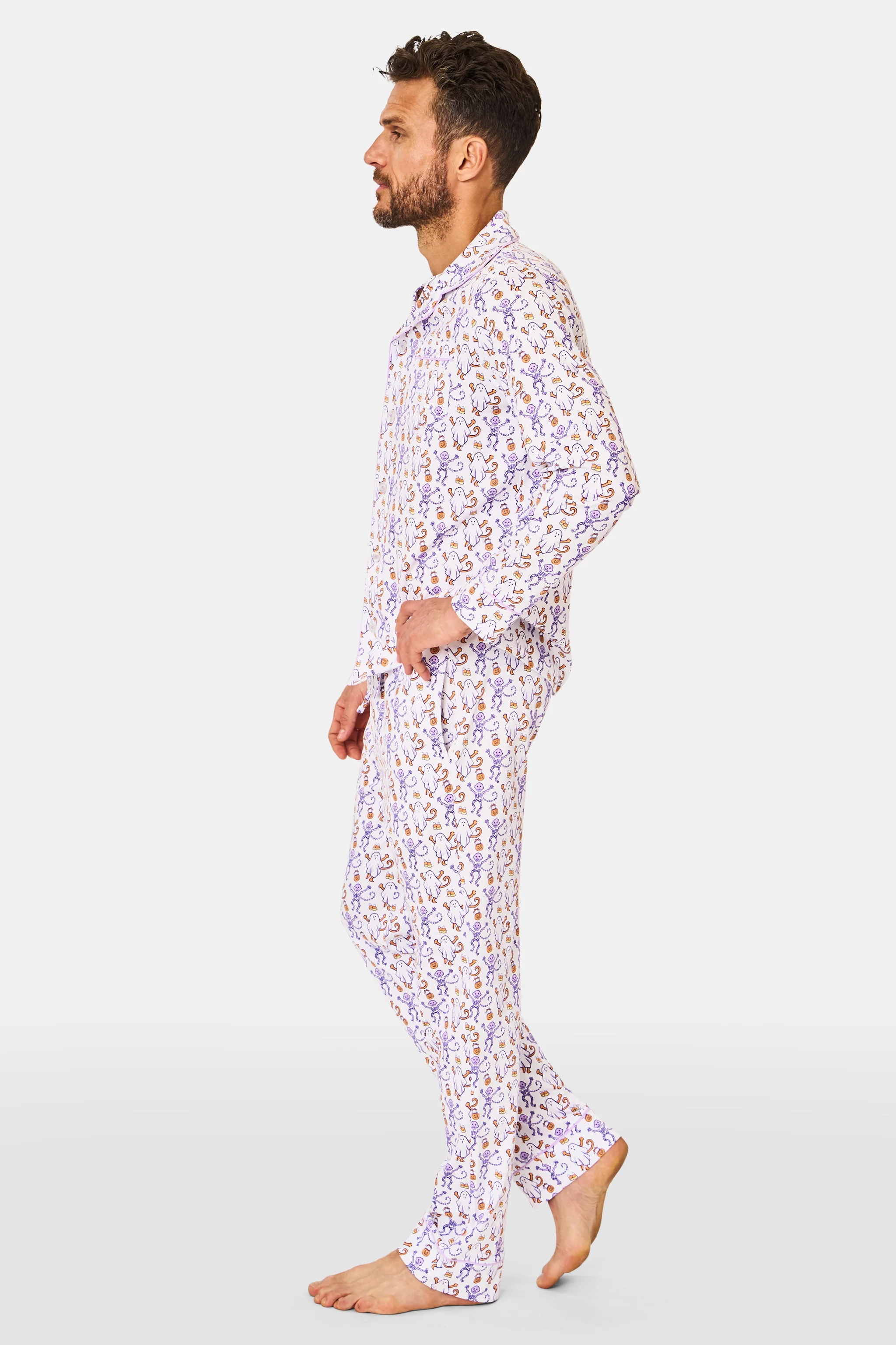 Men's Trick or Treat Long Sleeve Polo Pajamas - Image 6