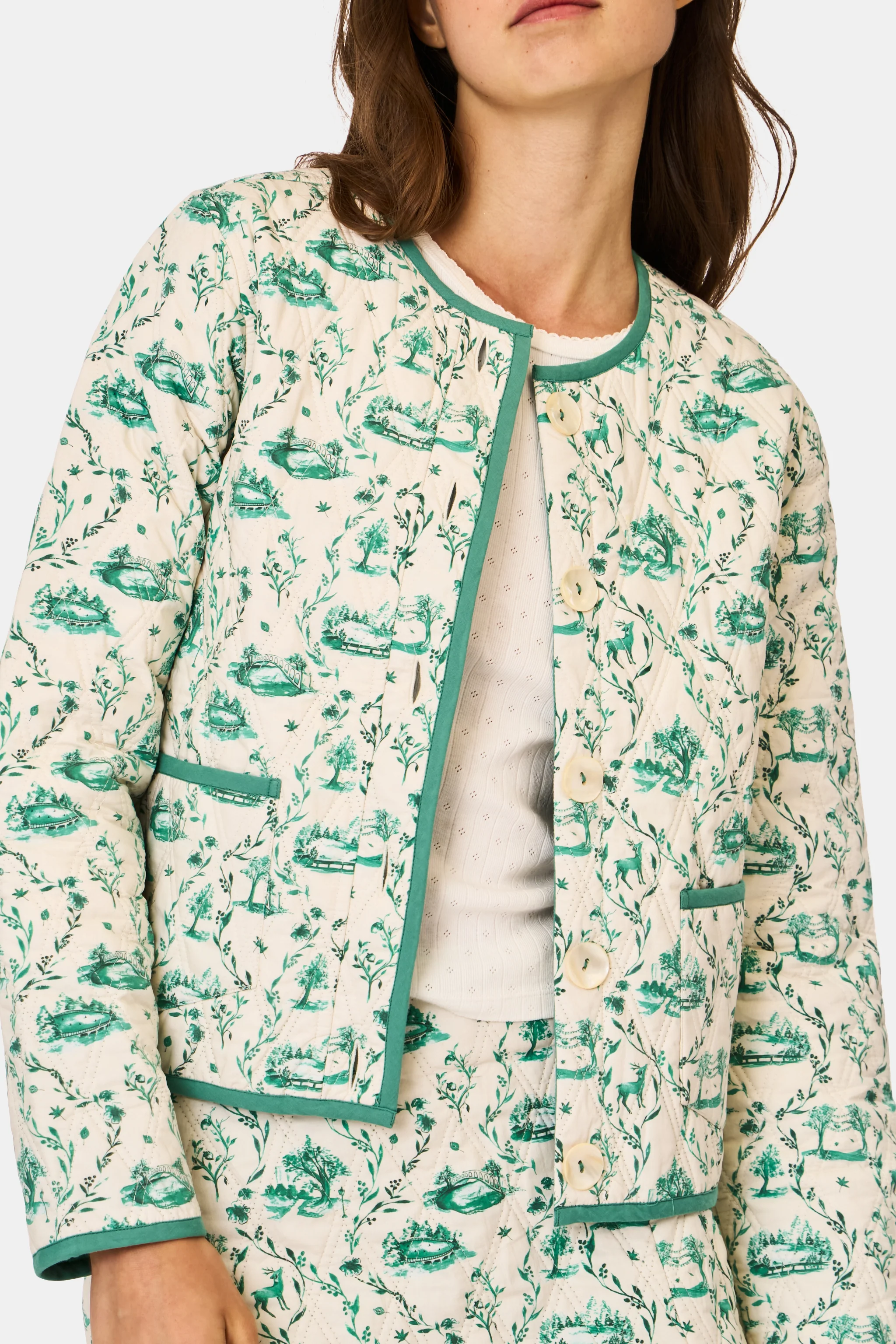 Woodland Toile Quilted Carmen Jacket - Image 3